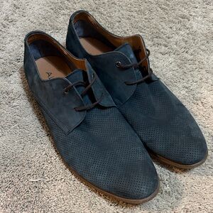 Aldo Nubuck Leather Blue Perforated Oxford Suede Shoes
